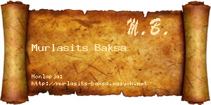 Murlasits Baksa névjegykártya